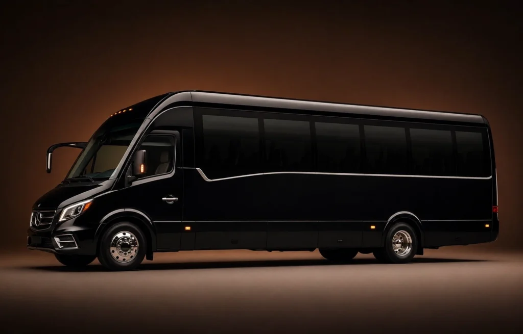 Black executive mini coach for Los Angeles group transportation and event