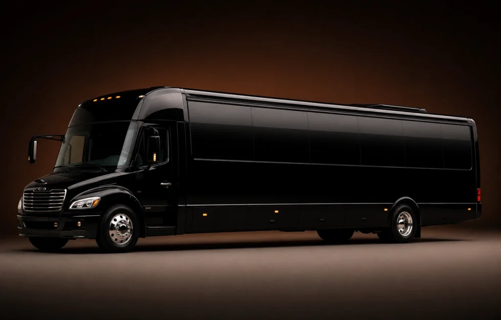 Luxury black party bus for Los Angeles event transportation service