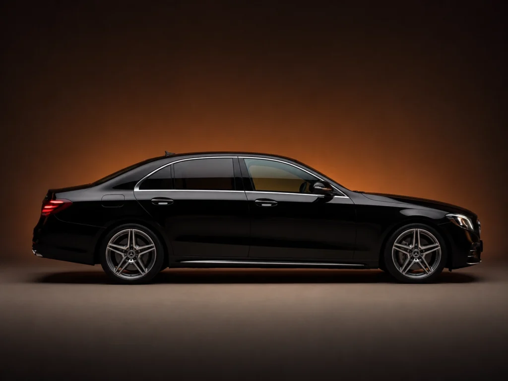 Black Mercedes-Benz E-Class sedan for Los Angeles chauffeur service