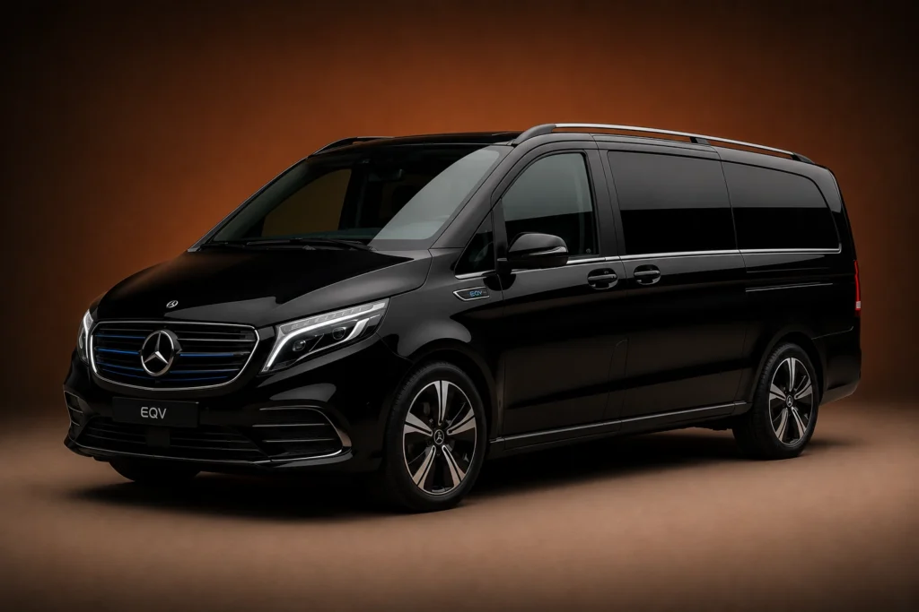Black Mercedes-Benz EQV electric van for Los Angeles chauffeur service
