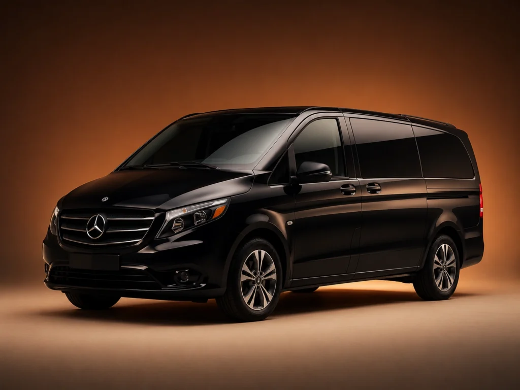 Black Mercedes-Benz Metris van for Los Angeles private transportation