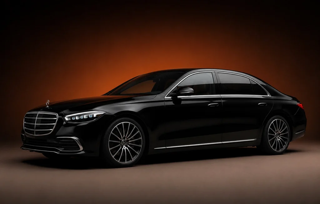 Black Mercedes-Benz S-Class sedan for Los Angeles luxury chauffeur service