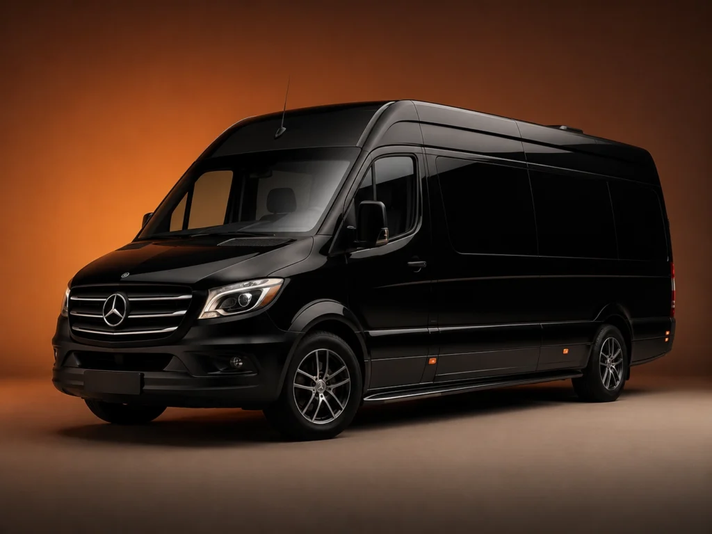 Black Mercedes-Benz Sprinter Executive 9-passenger van for Los Angeles chauffeur service
