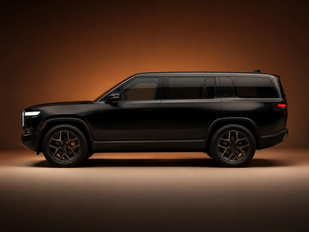 Black Rivian R1S electric SUV for Los Angeles private chauffeur service