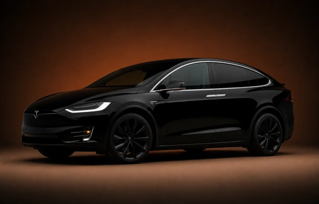 Black Tesla Model X electric SUV for Los Angeles luxury transportation