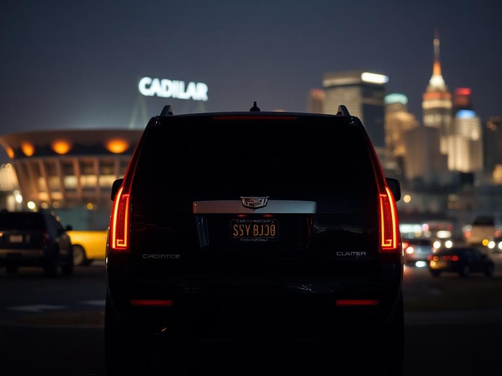 Escalade in LA at night for World Cup transfer